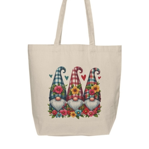 Spring Floral Garden Gnome Custom Tote Bag - Picture 2 of 4